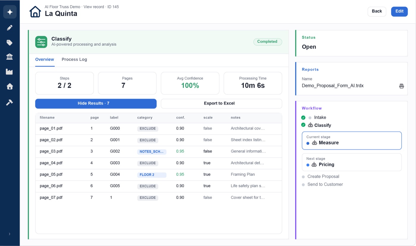 Cadynce AI Takeoff, Classify stage